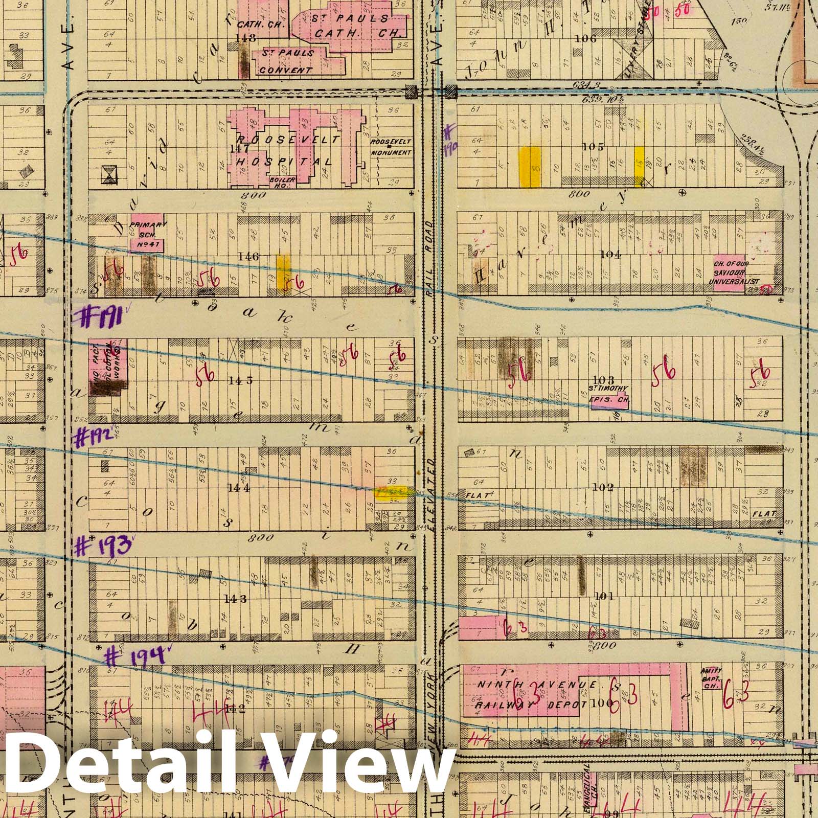 Ward 22, New York City - Railroad Map, 1879 - Bromley Atlas Print
