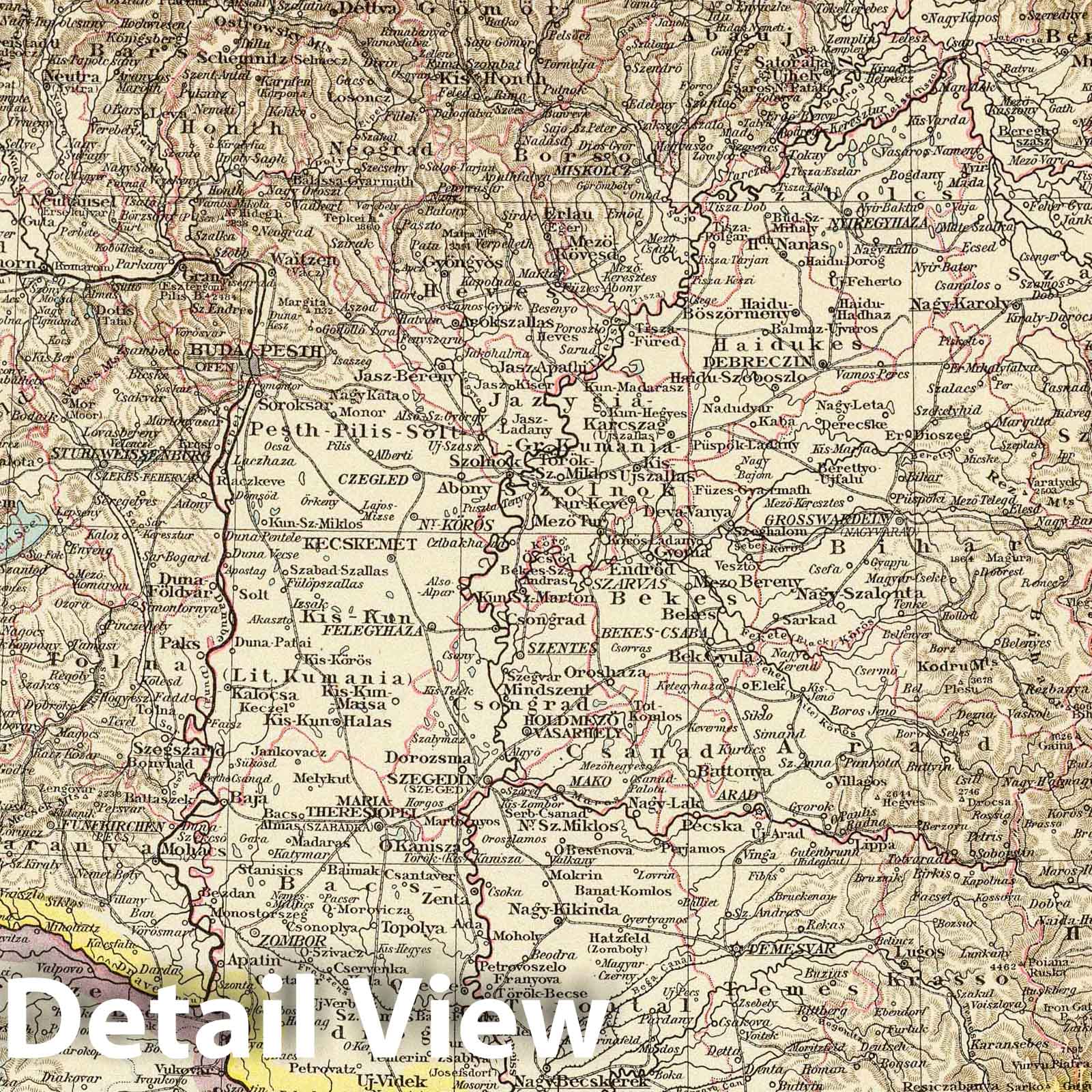 Hungary - Railroad Map, 1895 - Historical Map Print