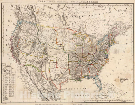 Historic Map : United States, 1855 Composite: Vereinigte Staaten v. Nordamerika. , Vintage Wall Art