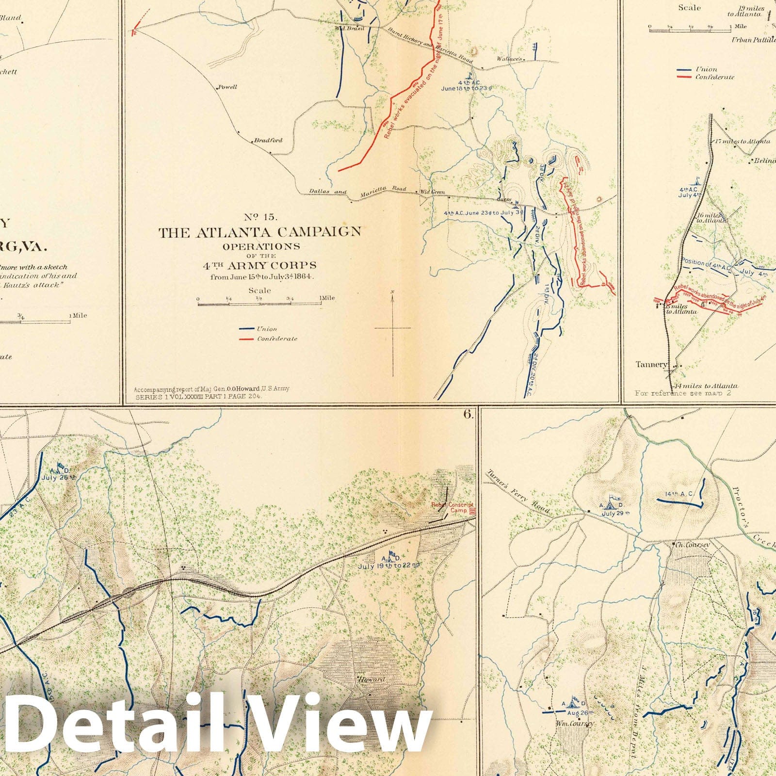 Civil War: Petersburg, Atlanta Campaign - Military Map, 1895