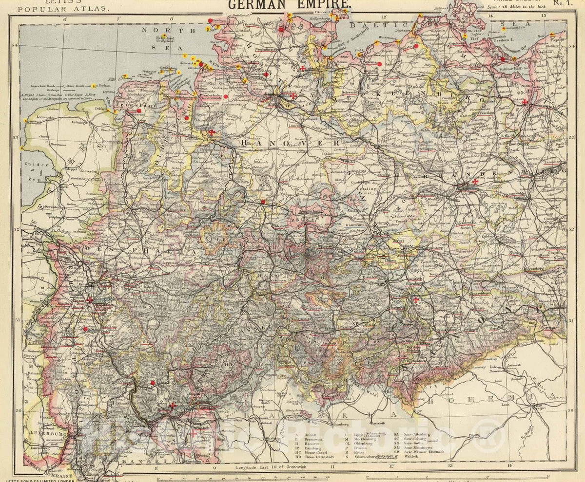 Historic Map : 1883 German Empire 1. - Vintage Wall Art