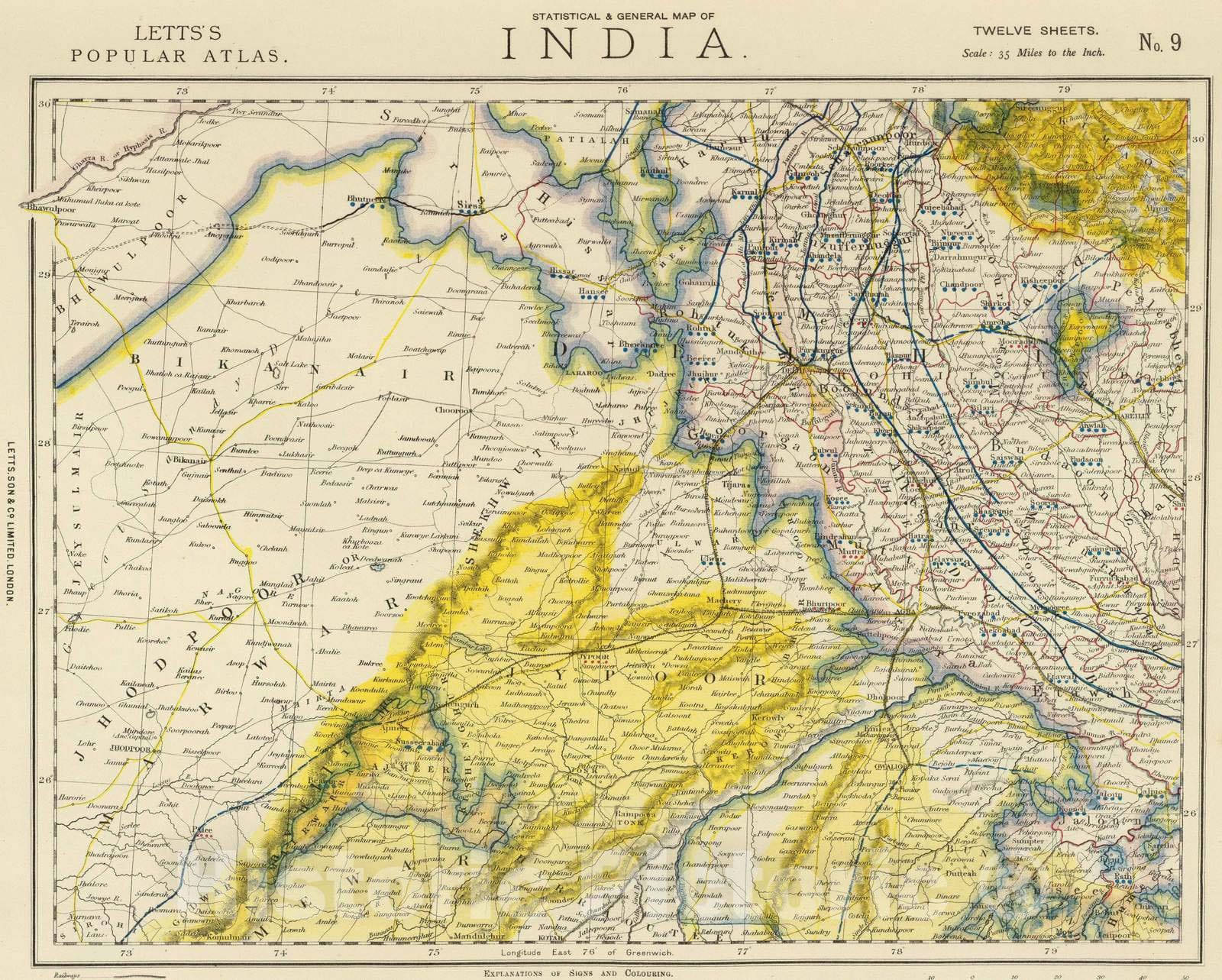 Historic Map : 1883 India 9. - Vintage Wall Art