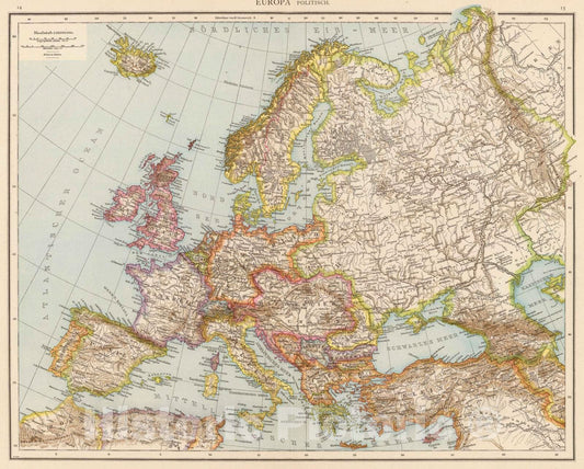 Historic Map : 1881 Europa politisch. - Vintage Wall Art