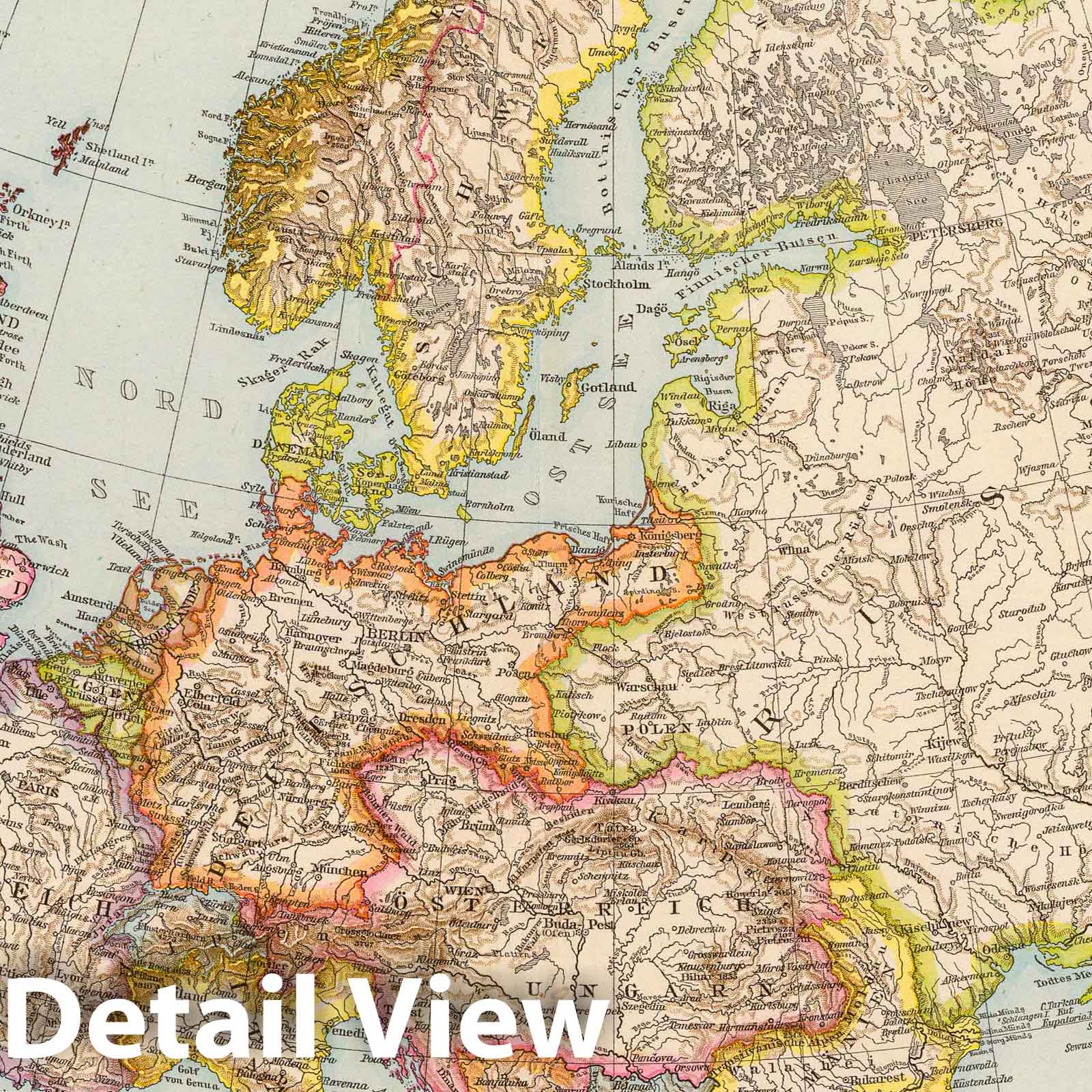 Europe - Political Map, 1881 - Historical Map Print
