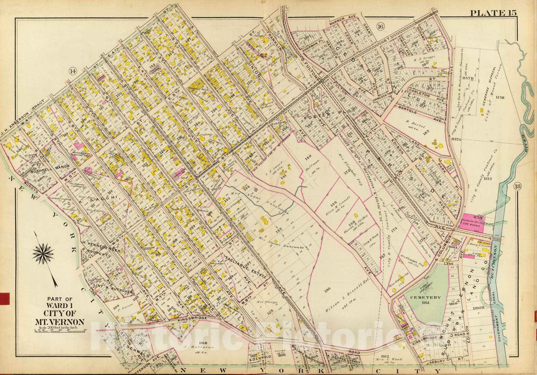 Historic Map : 1910 Mt. Vernon Ward 1. - Vintage Wall Art