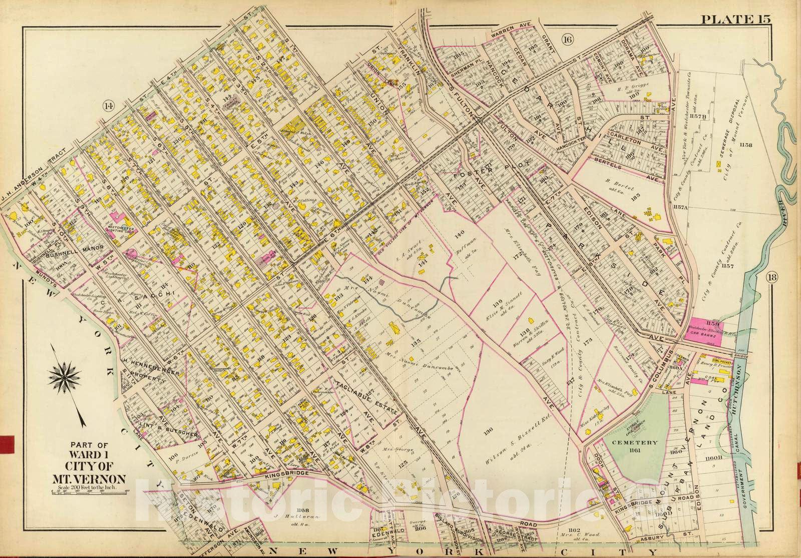 Historic Map : 1910 Mt. Vernon Ward 1. - Vintage Wall Art
