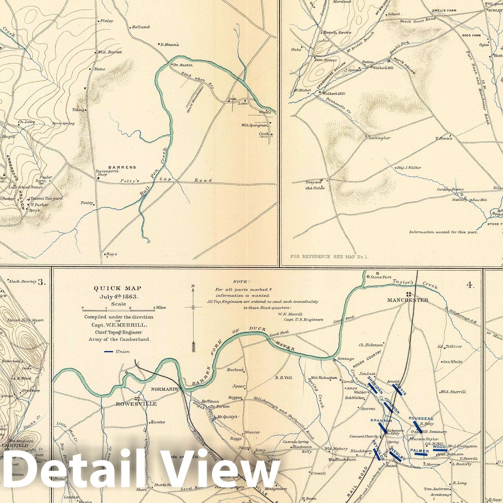 Civil War: Murfreesboro, Shelbyville, Tennessee - Military Map, 1895