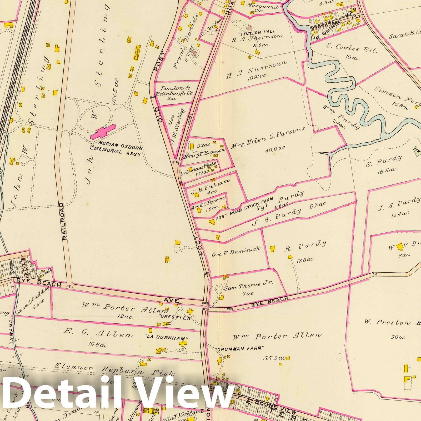 Rye, New York 1910 Cadastral Map Print - Westchester County Atlas
