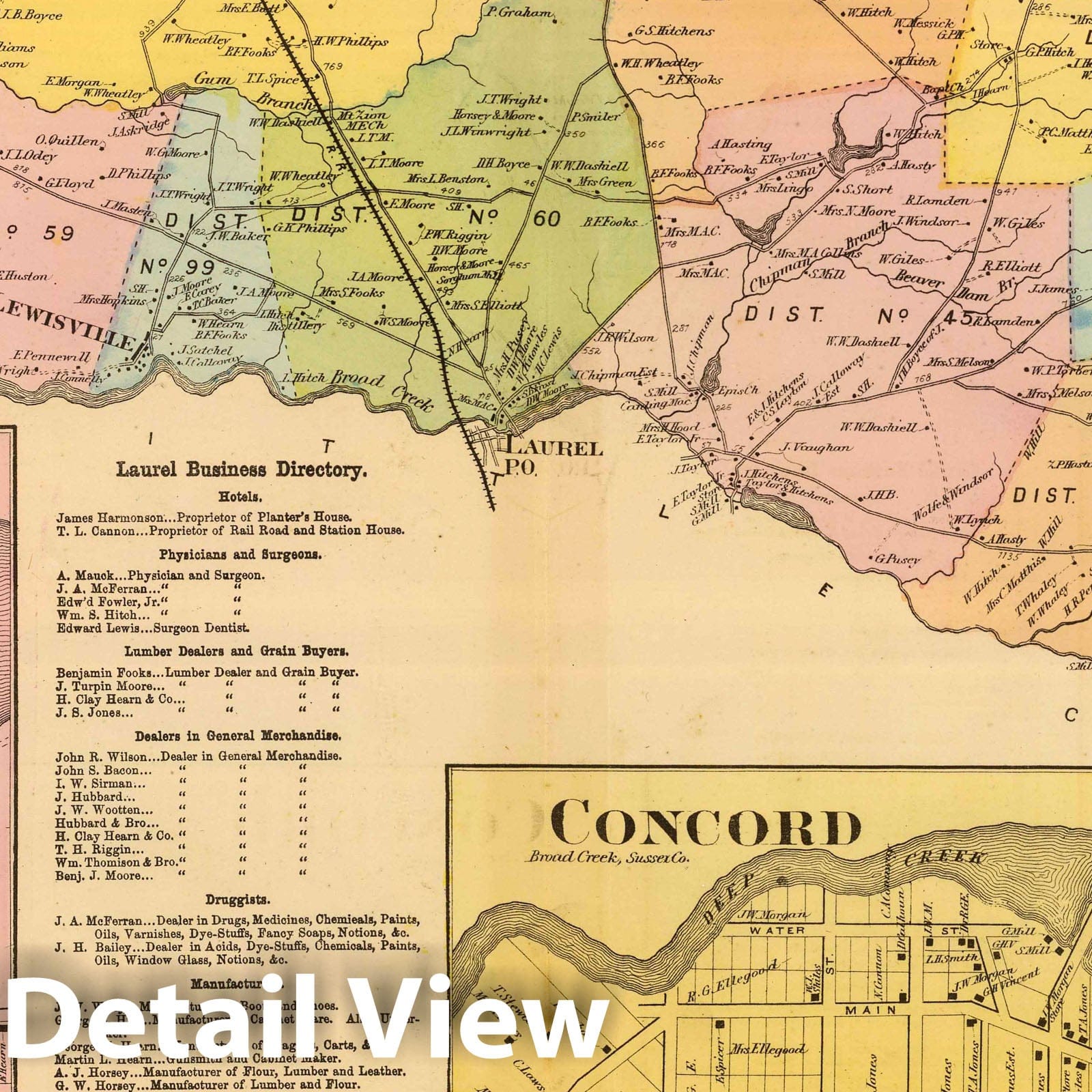 Broad Creek Hundred, Sussex County, Delaware - Railroad Map, 1868