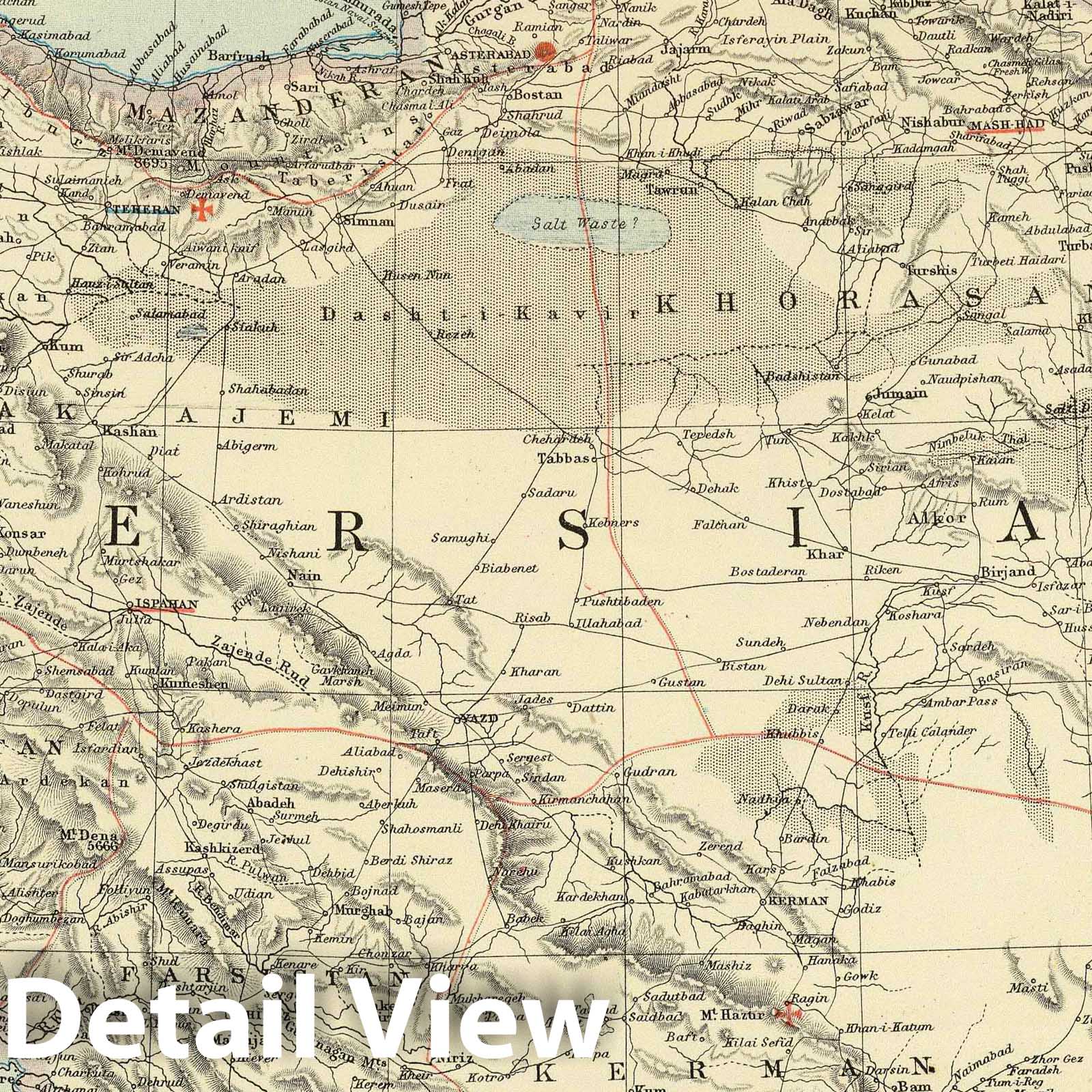 Persia - Railroad Map, 1883 - Historical Map Print