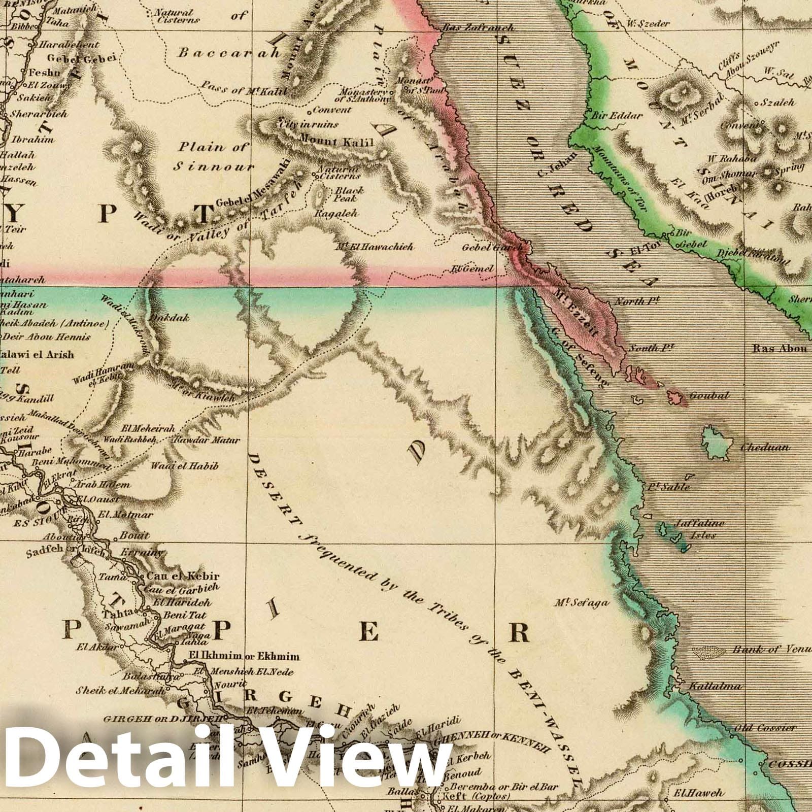 Egypt, 1831 - Historical Map Print from Lizars Atlas