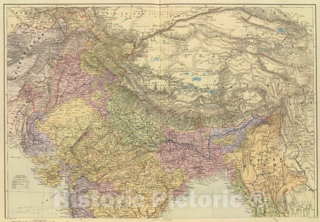 Historic Map : 1901 India North. - Vintage Wall Art
