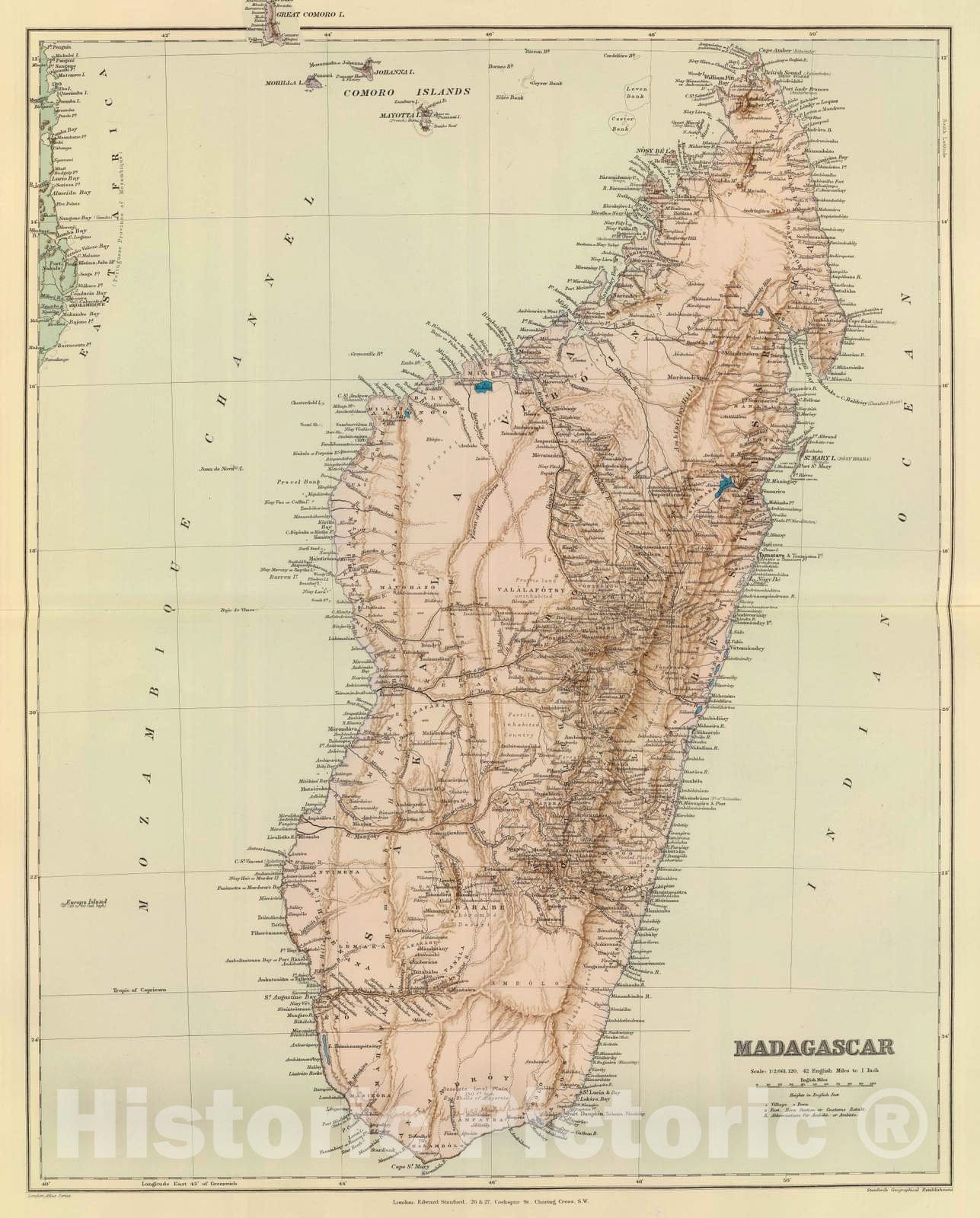 Historic Map : 1901 Madagascar. - Vintage Wall Art
