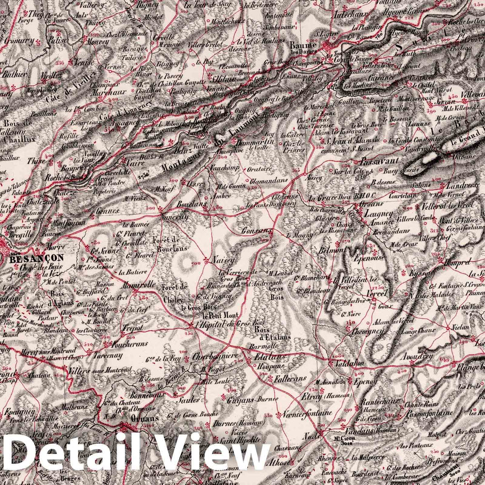 Historic Map : France , Besancon France, 1835 Besancon , Vintage Wall Art