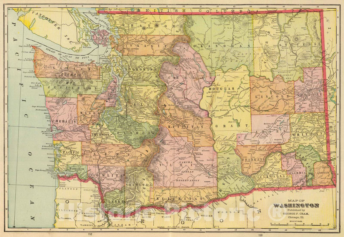 Historic Map : 1909 Washington. - Vintage Wall Art