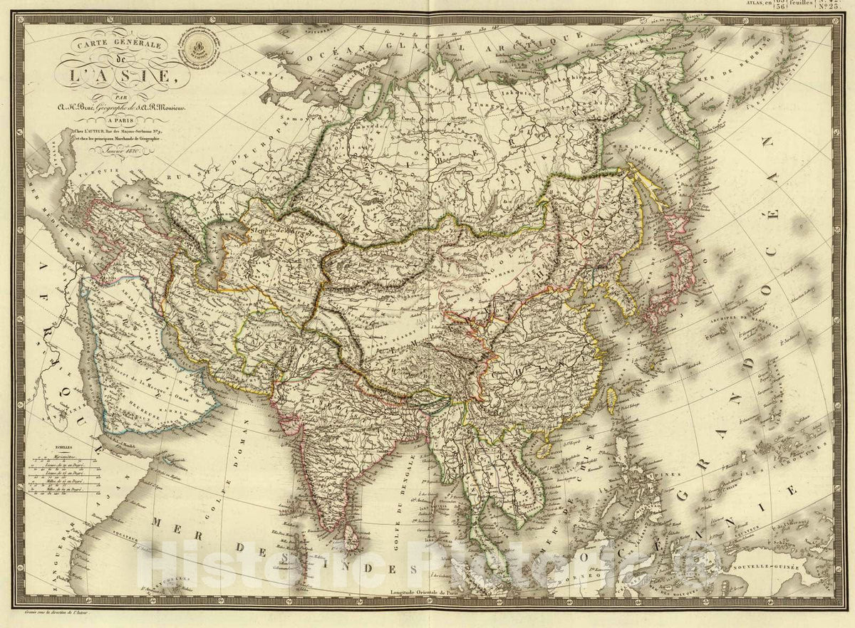 Historic Map : 1820 L'Asie. - Vintage Wall Art