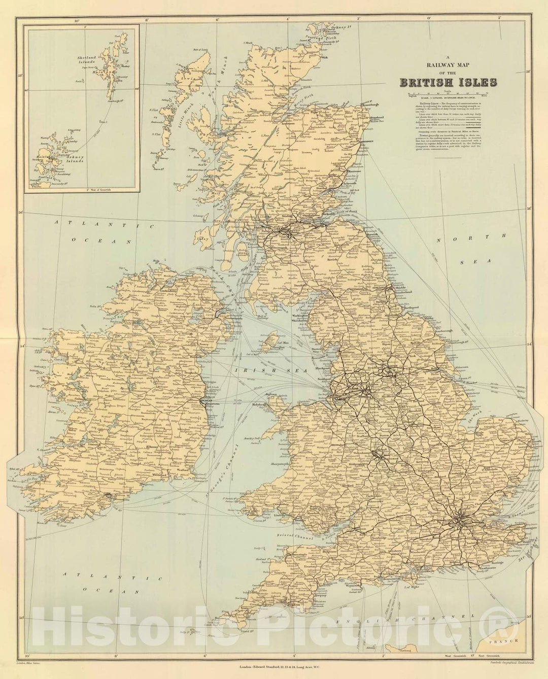 Historic Map : 1901 Railway map, British Isles. - Vintage Wall Art