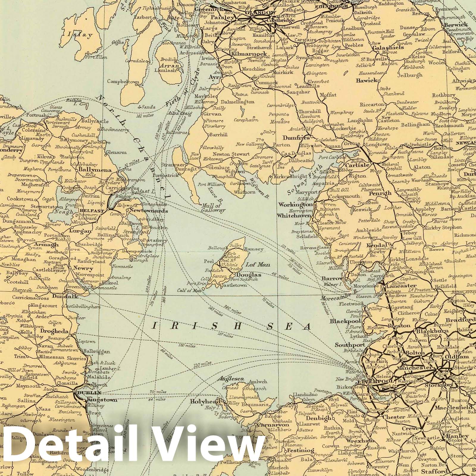 British Isles - Railroad Map, 1901 - Historical Map Print