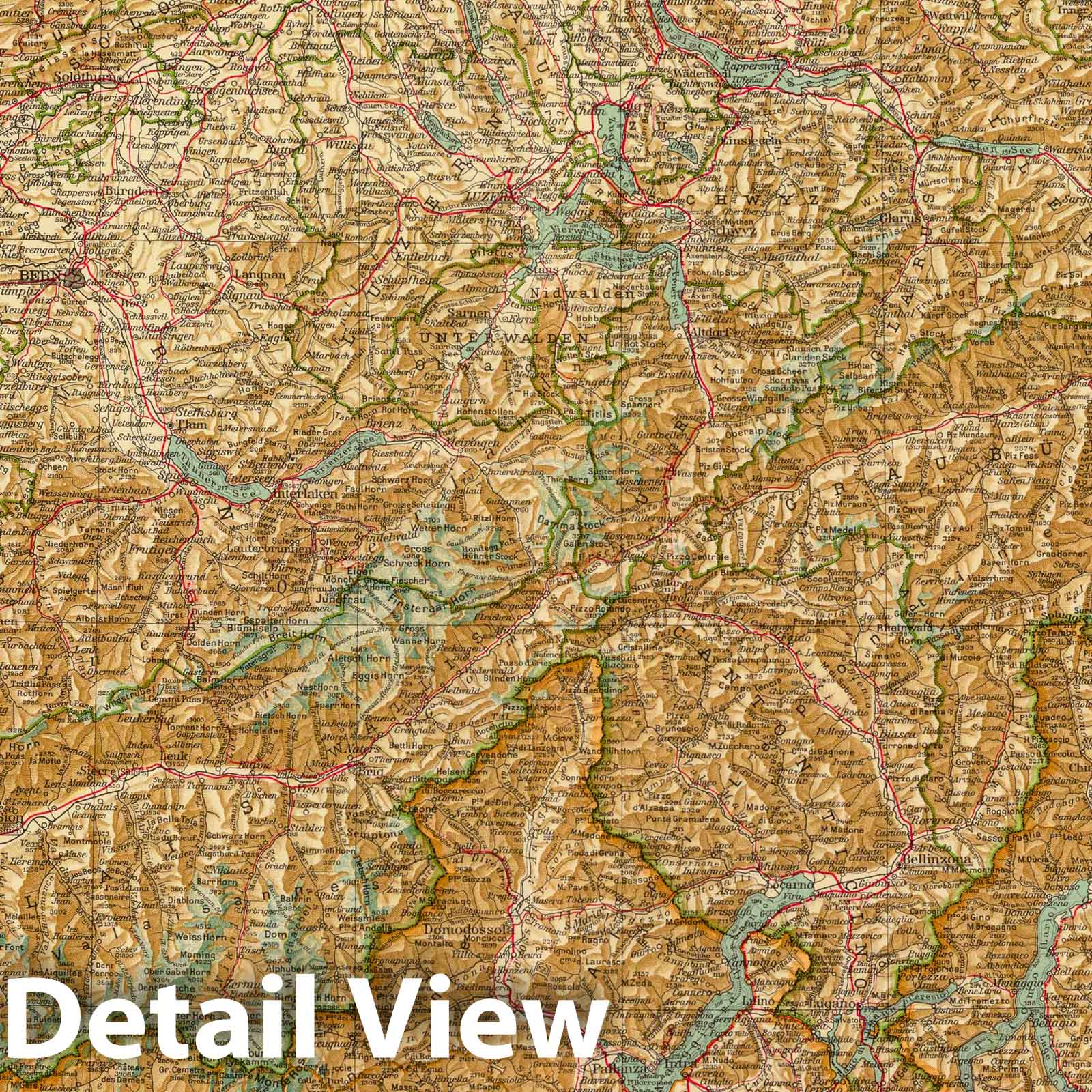 Switzerland 1929 Historical Map Print