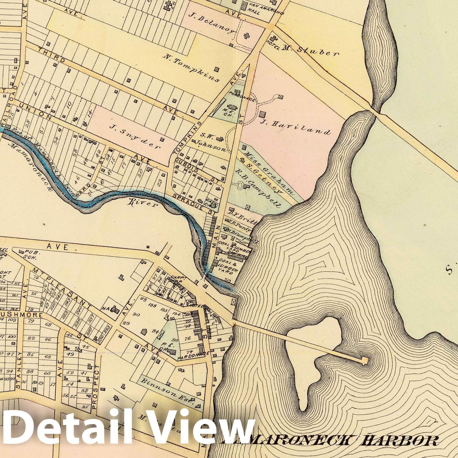 Rye Neck and Mamaroneck, Westchester County, New York - Railroad Map, 1881