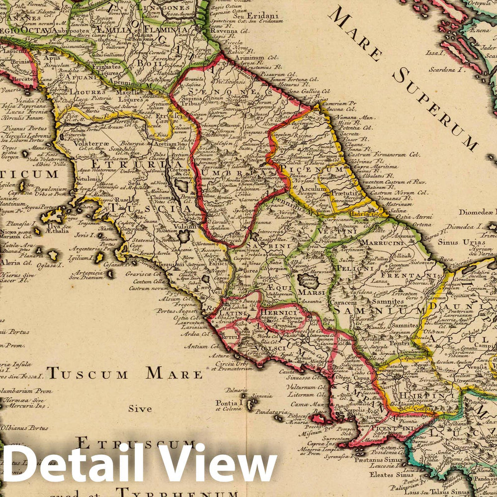 Historic Map : Italy, 1742 Italiae Antiquae in regiones XI ab Augusto divisae. , Vintage Wall Art