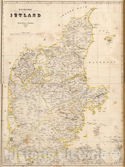 Historic Map : 1855 Composite: Jutland. - Vintage Wall Art
