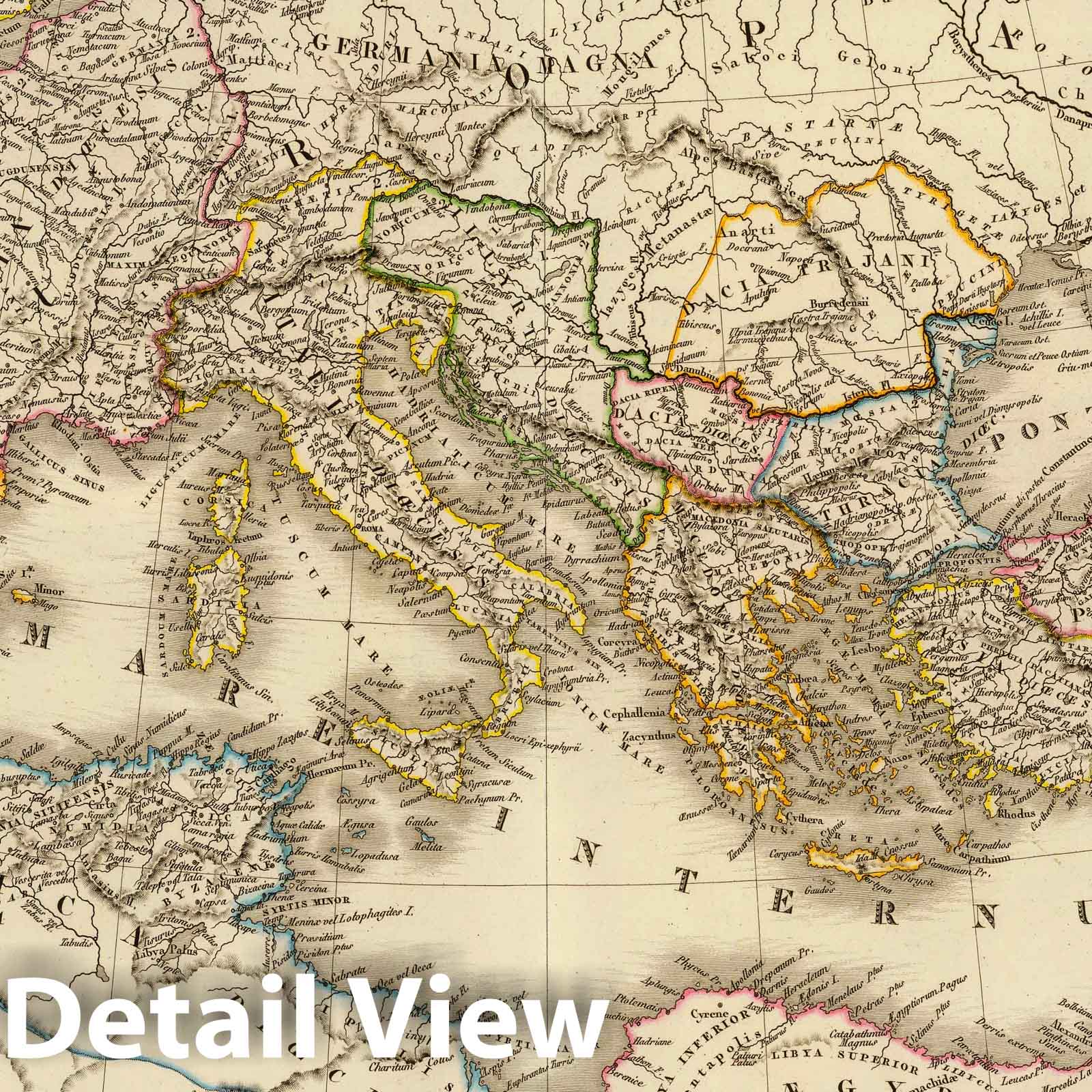 Roman Empire Under Constantine, 1822 - Historical Map Print