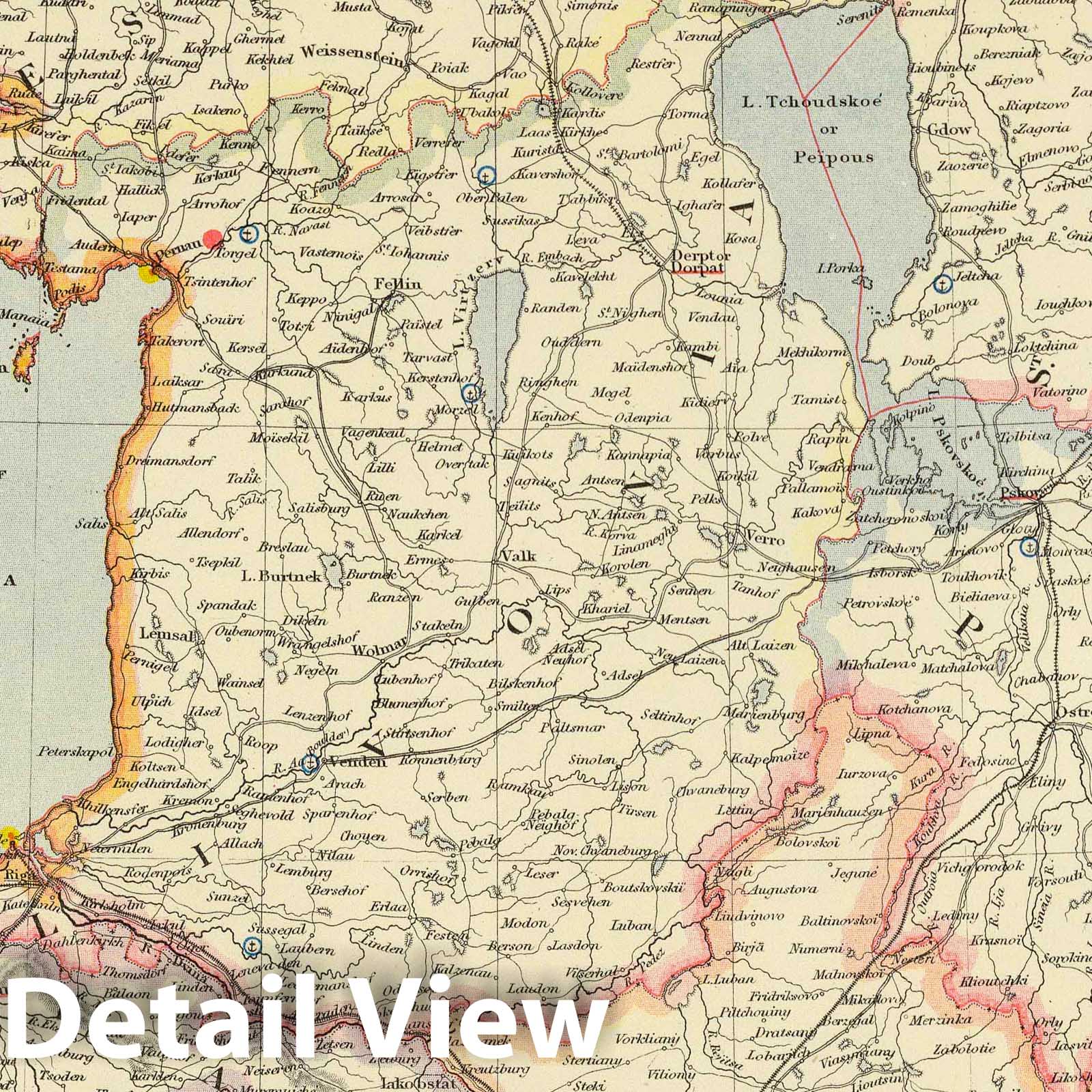 Baltic States and Russia - Railroad Map, 1883 - Historical Map Print