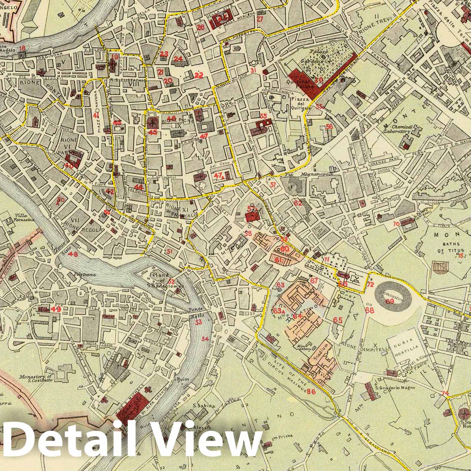 Rome, 1883 - Historical Map Print from Letts's Popular Atlas