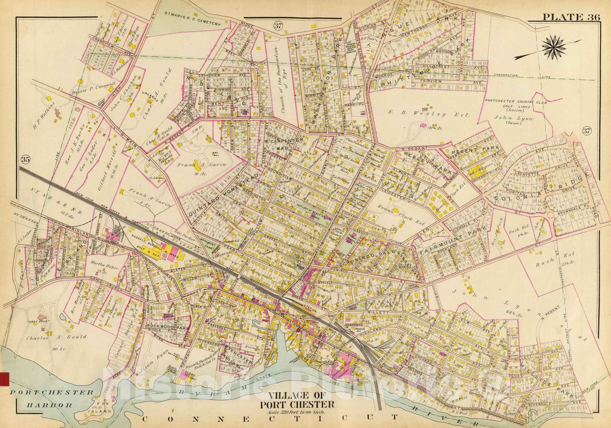 Historic Map : 1910 Port Chester. - Vintage Wall Art