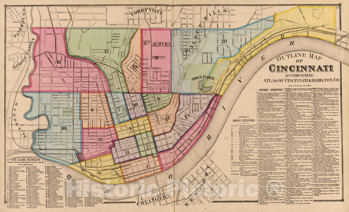 Historic Map : 1869 Cincinnati Outline. - Vintage Wall Art
