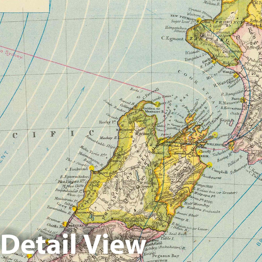 Historic Map : 1883 New Zealand : Vintage Wall Art