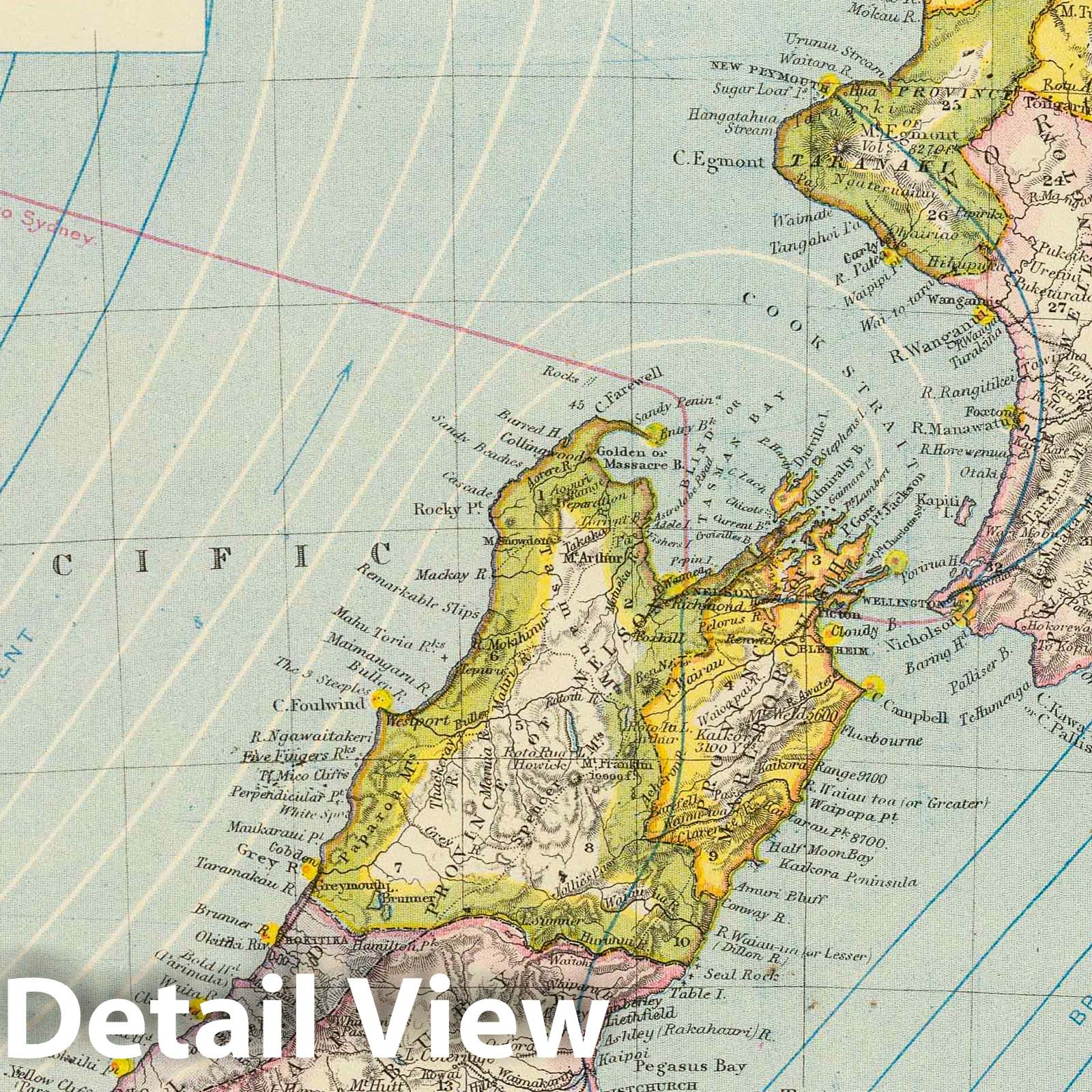 New Zealand - Railroad Map, 1883 - Historical Map Print