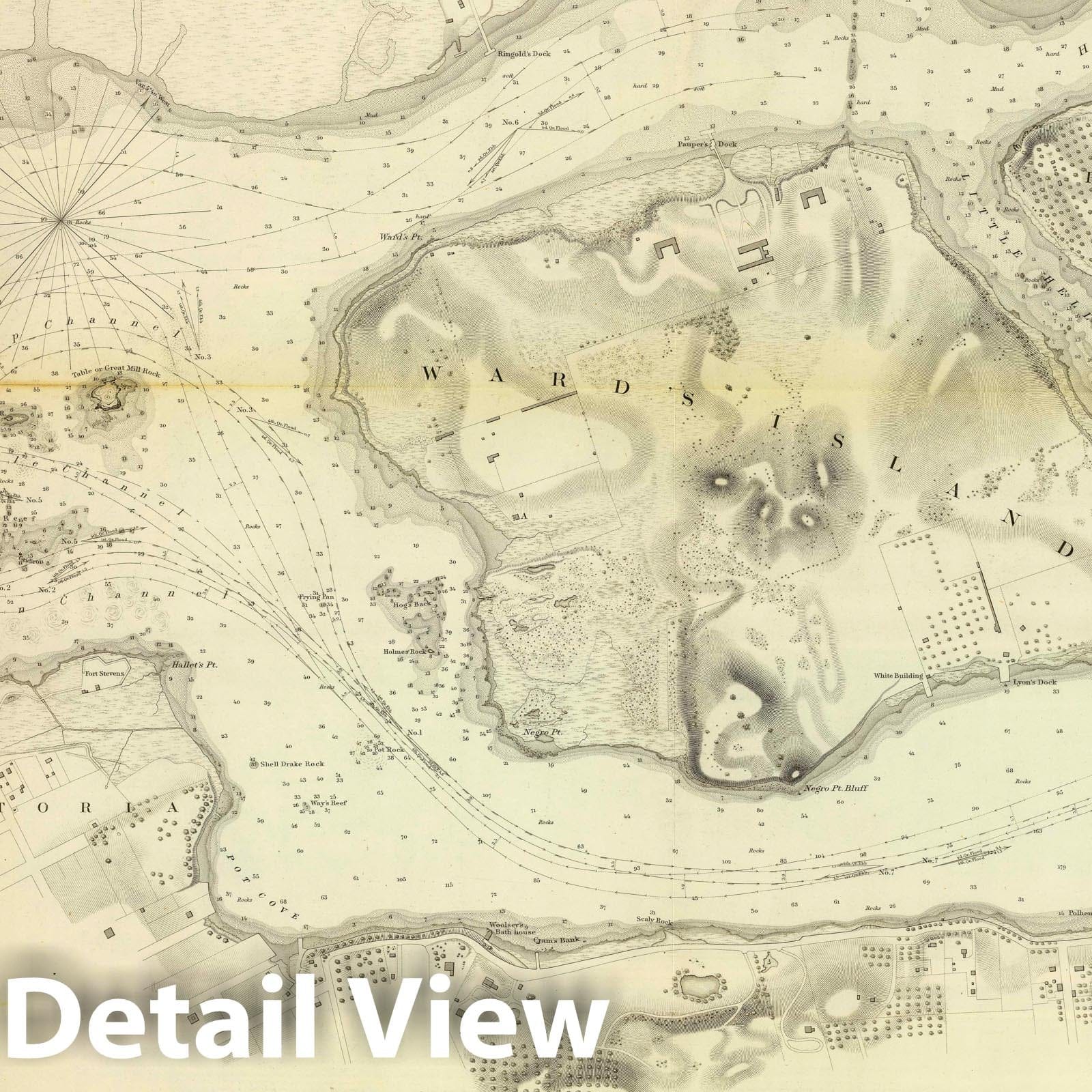 Hell Gate, New York - Nautical Chart, 1851 - Historical Map Print