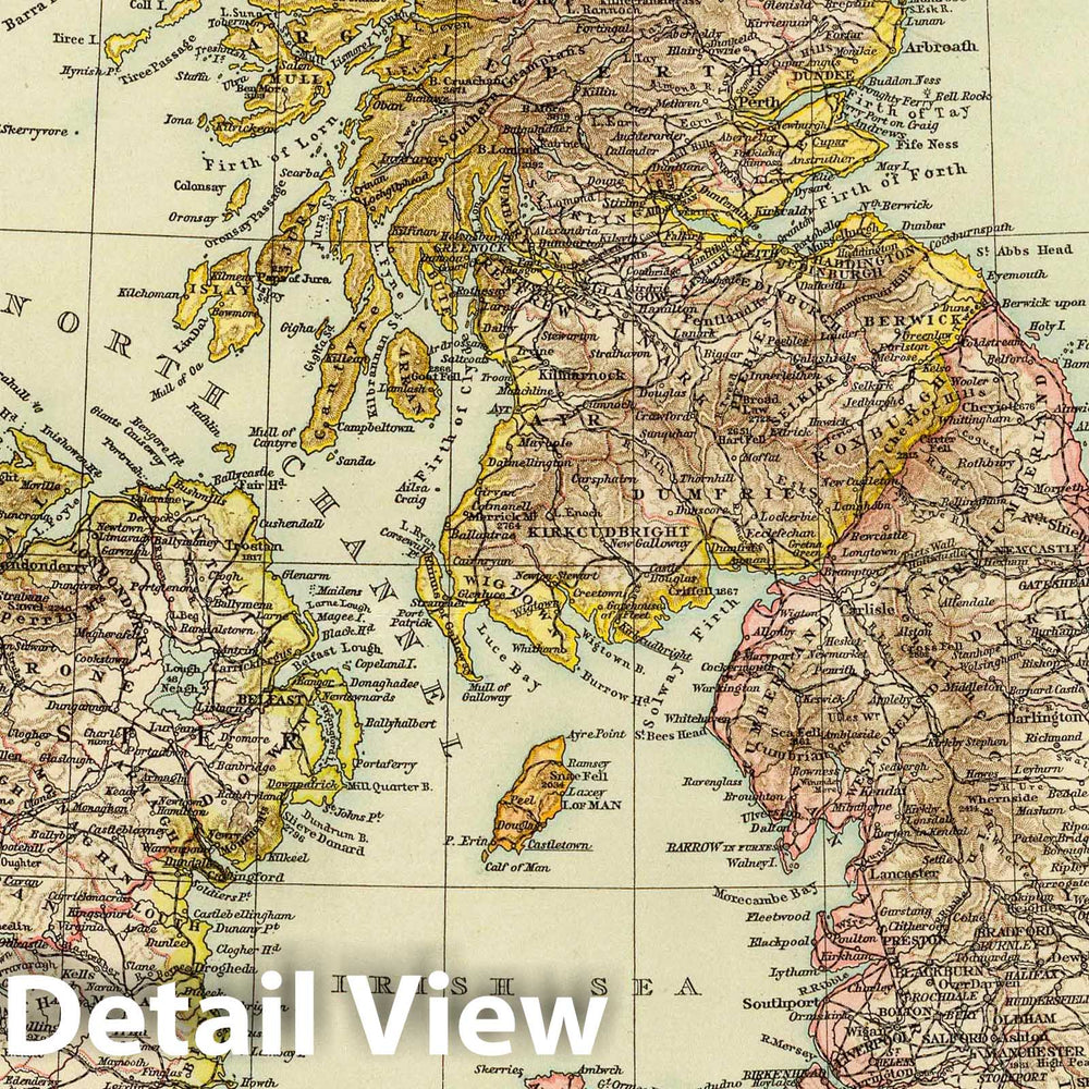 Historic Map : 1895 British Isles. - Vintage Wall Art