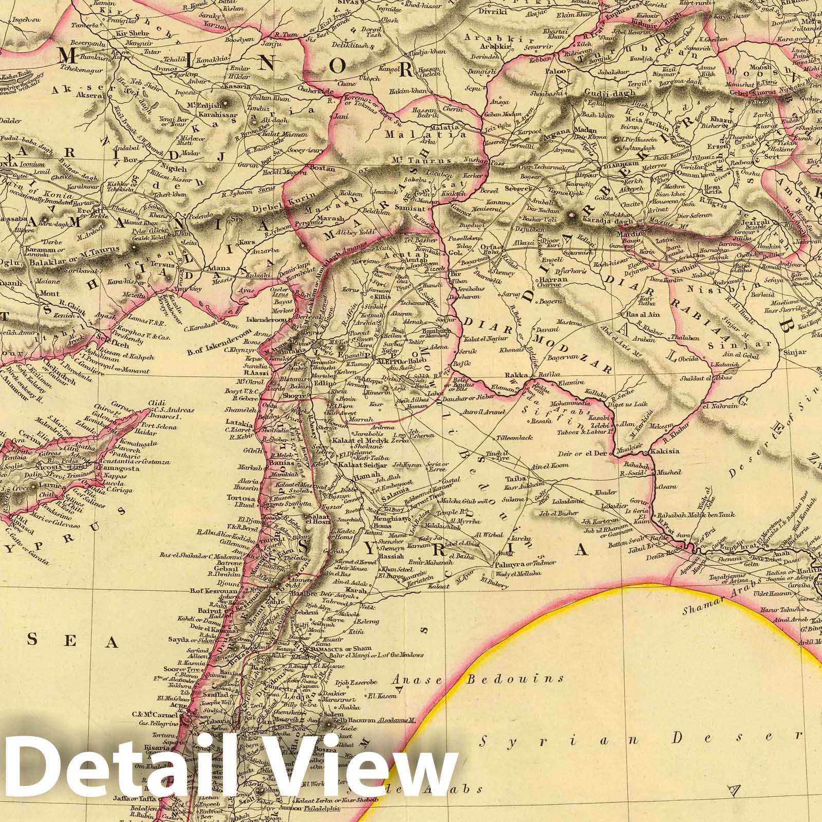 Turkey in Asia - Boundary Map, 1832 - Historical Map Print