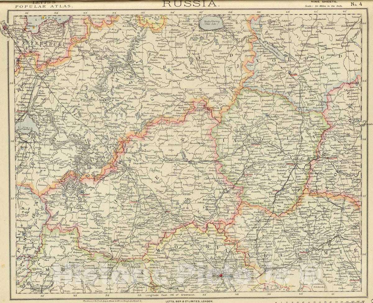 Historic Map : 1883 Russia 4. - Vintage Wall Art