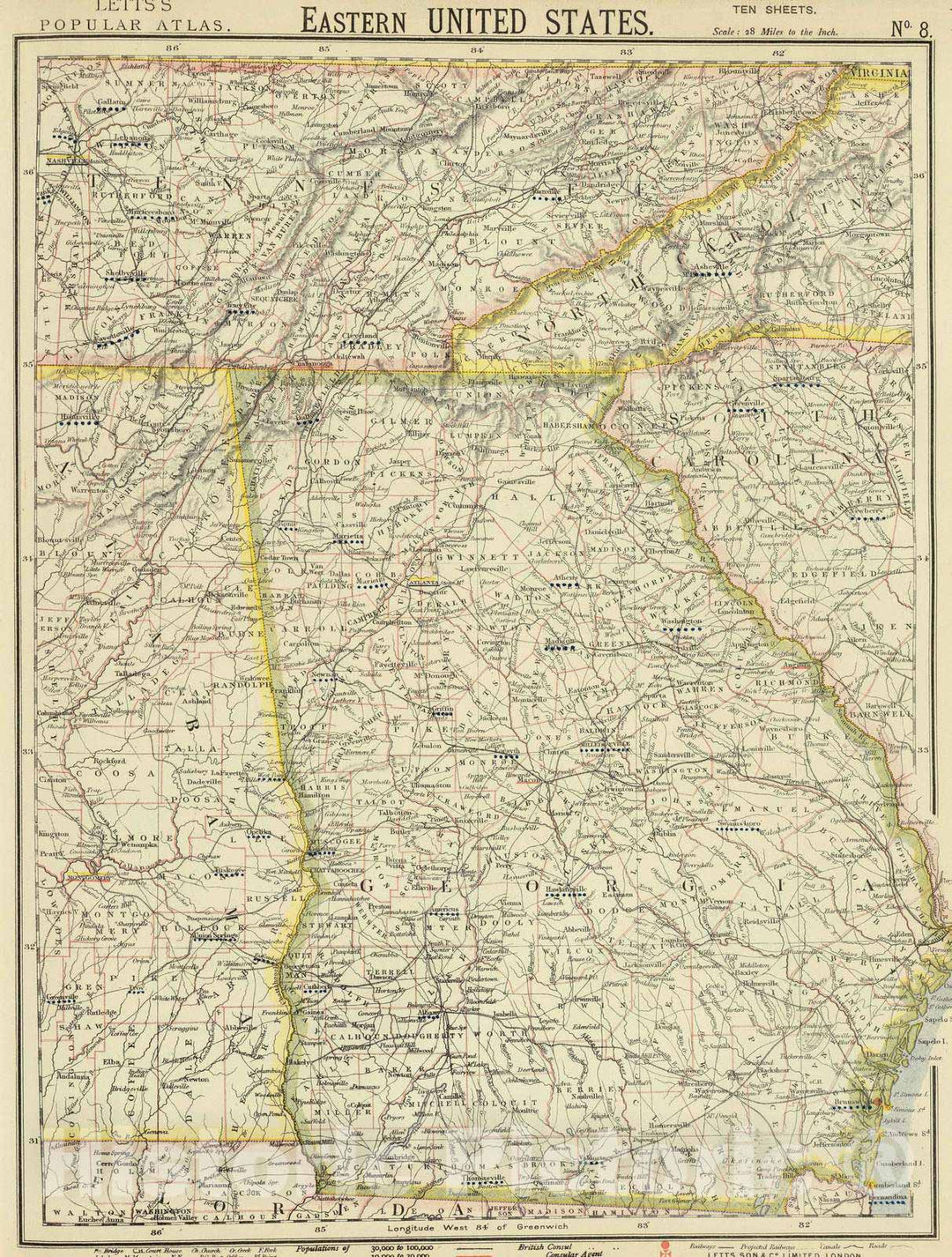 Historic Map : 1883 E. United States 8. - Vintage Wall Art