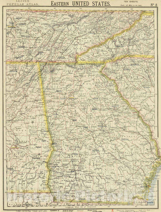 Historic Map : 1883 E. United States 8. - Vintage Wall Art