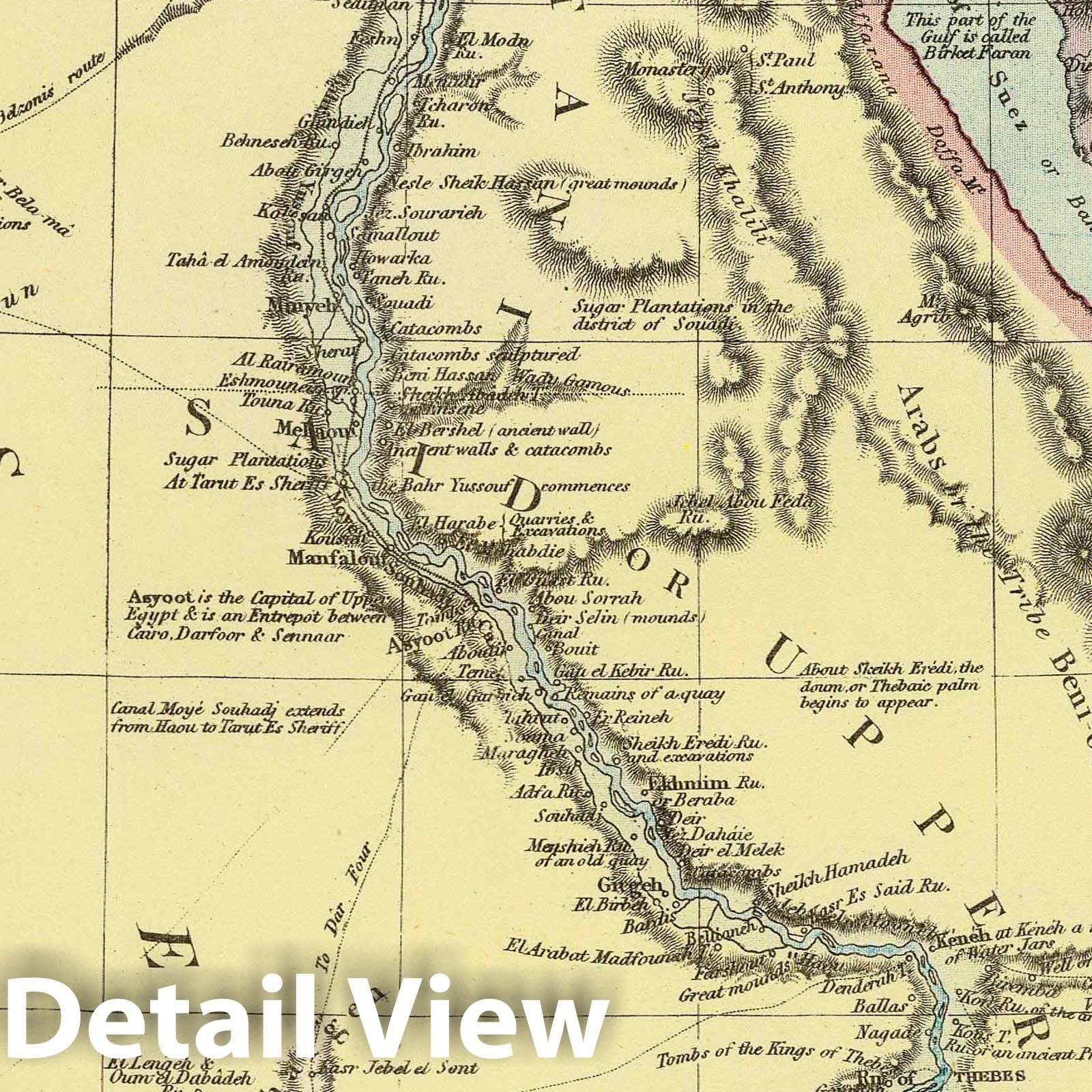 Egypt - Road Map, 1883 - Historical Map Print