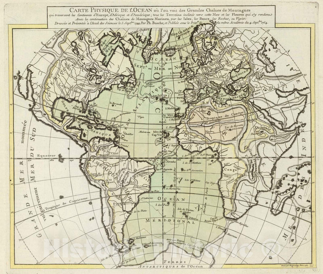 Historic Map : 1757 L'Ocean. - Vintage Wall Art
