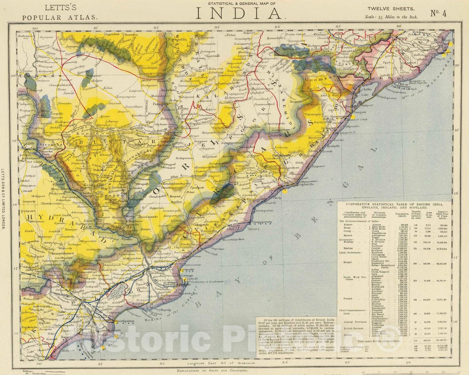 Historic Map : 1883 India 4. - Vintage Wall Art