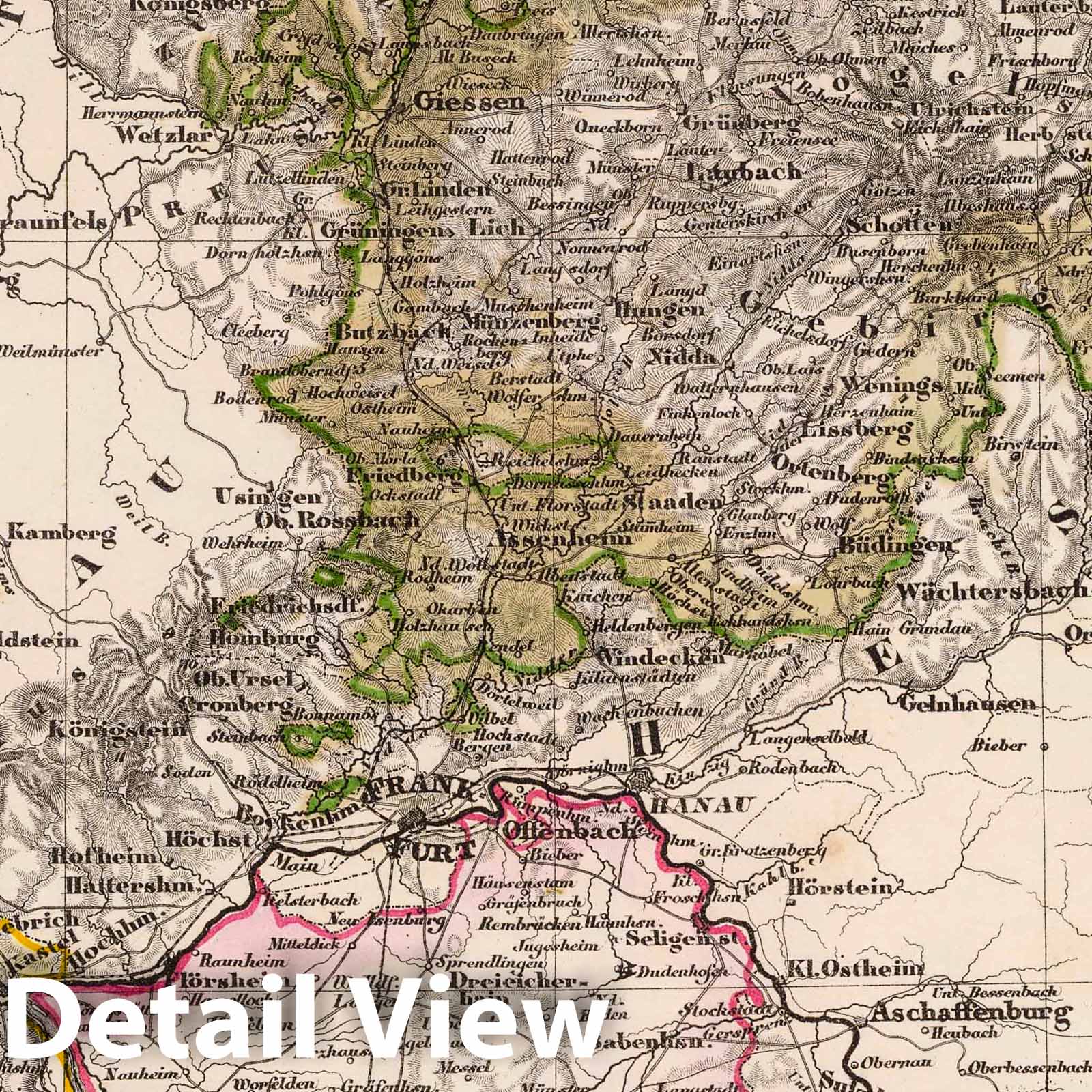 Hesse, Germany 1855 Historical Map Print