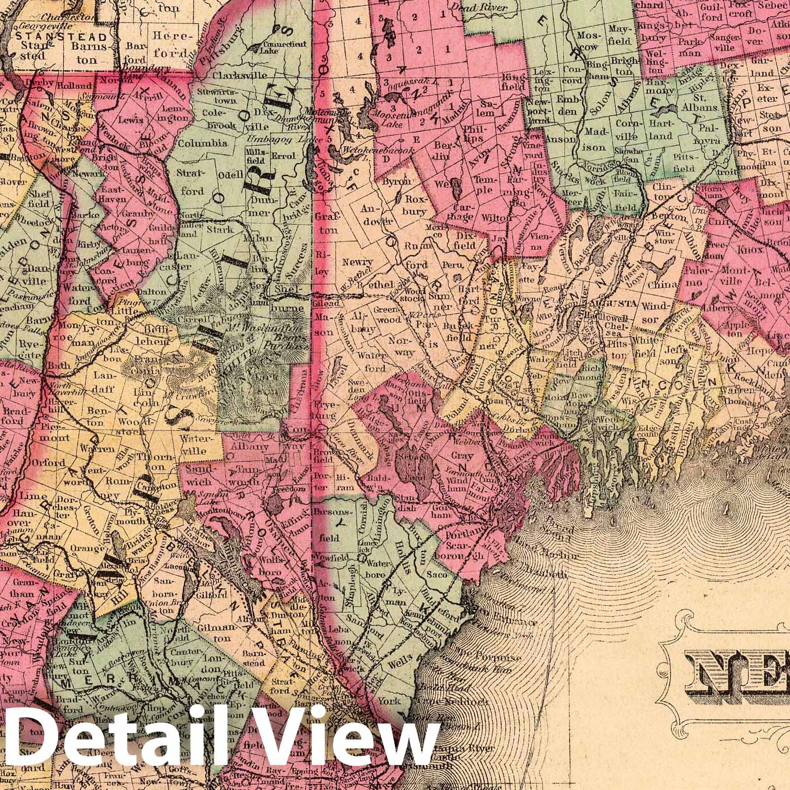New England with Adjacent Portions of New York and Canada - Railroad Map, 1871