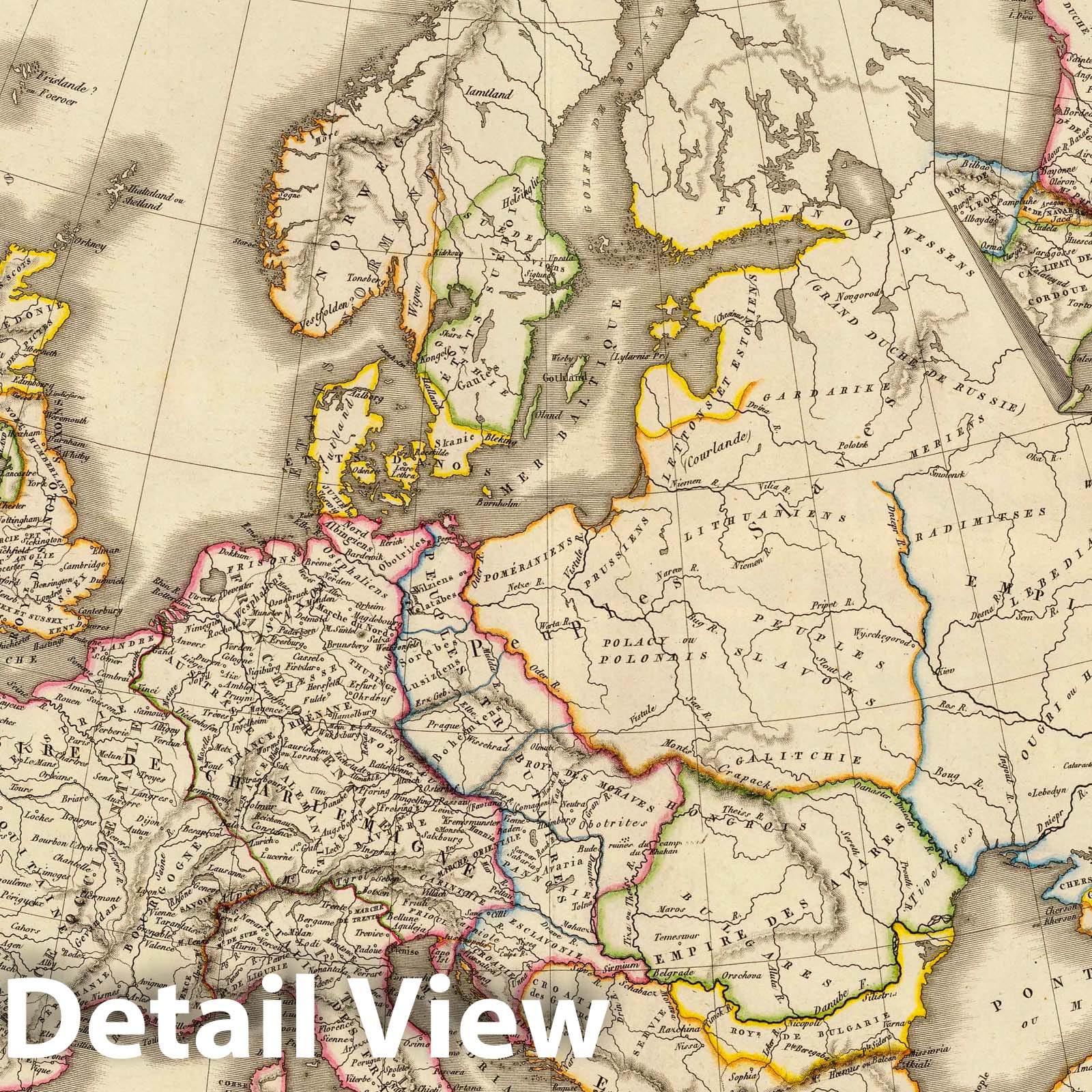 Europe under Charlemagne, 1826 - Historical Map Print