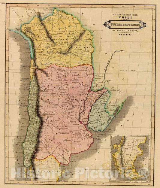 Historic Map : 1831 Bolivia, Chili, United Provinces. - Vintage Wall Art