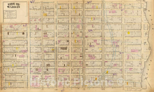 Historic Map : City Atlas - 1879 19. Ward 19. - Vintage Wall Art