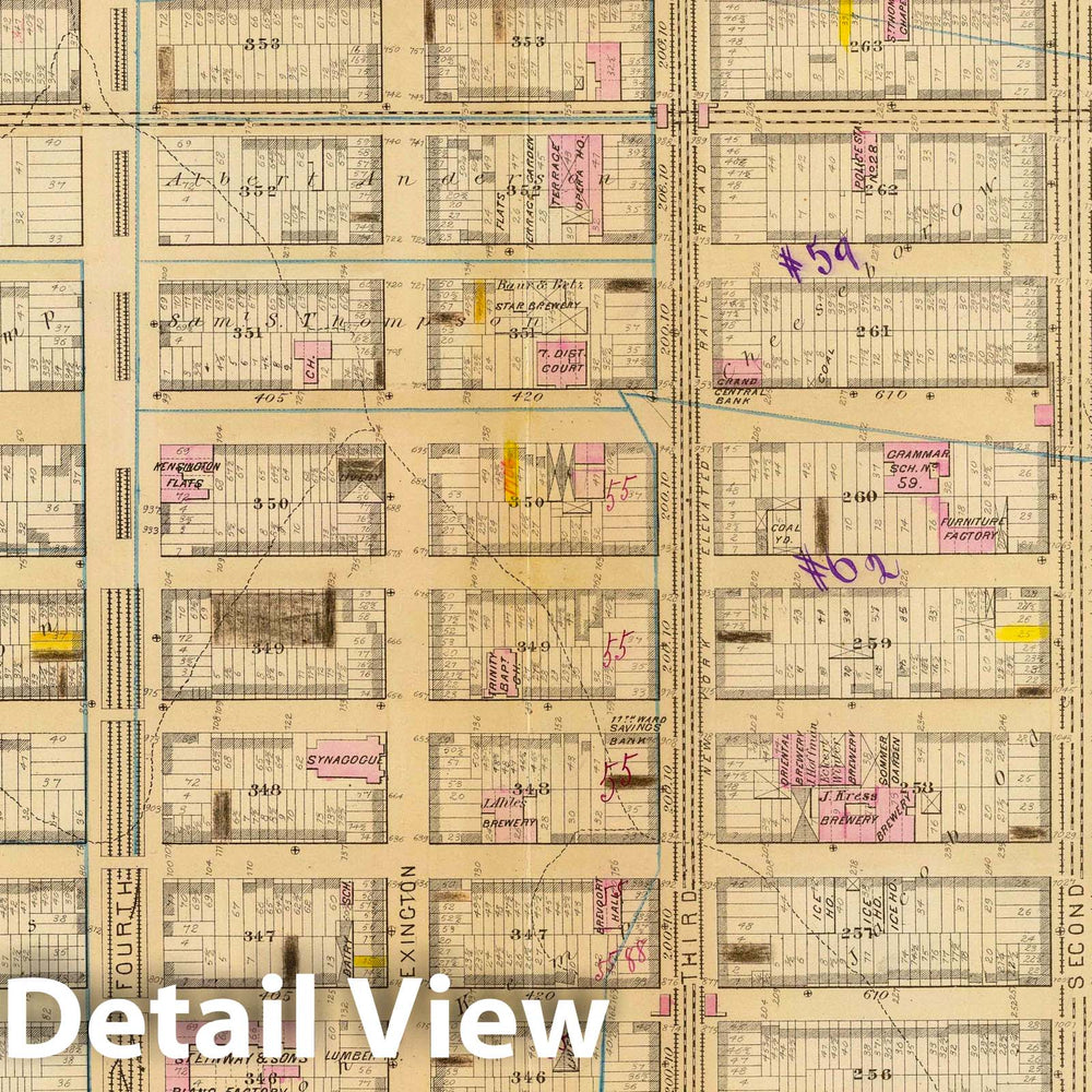 Historic Map : City Atlas - 1879 19. Ward 19. - Vintage Wall Art