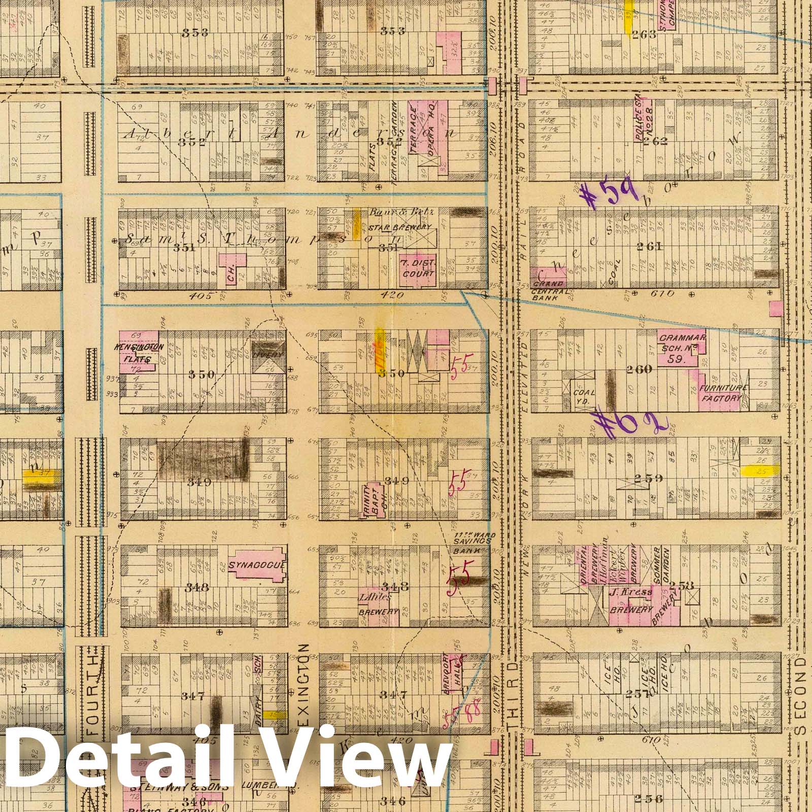Ward 19, Manhattan, New York - Railroad Map, 1879 - Bromley Atlas Print