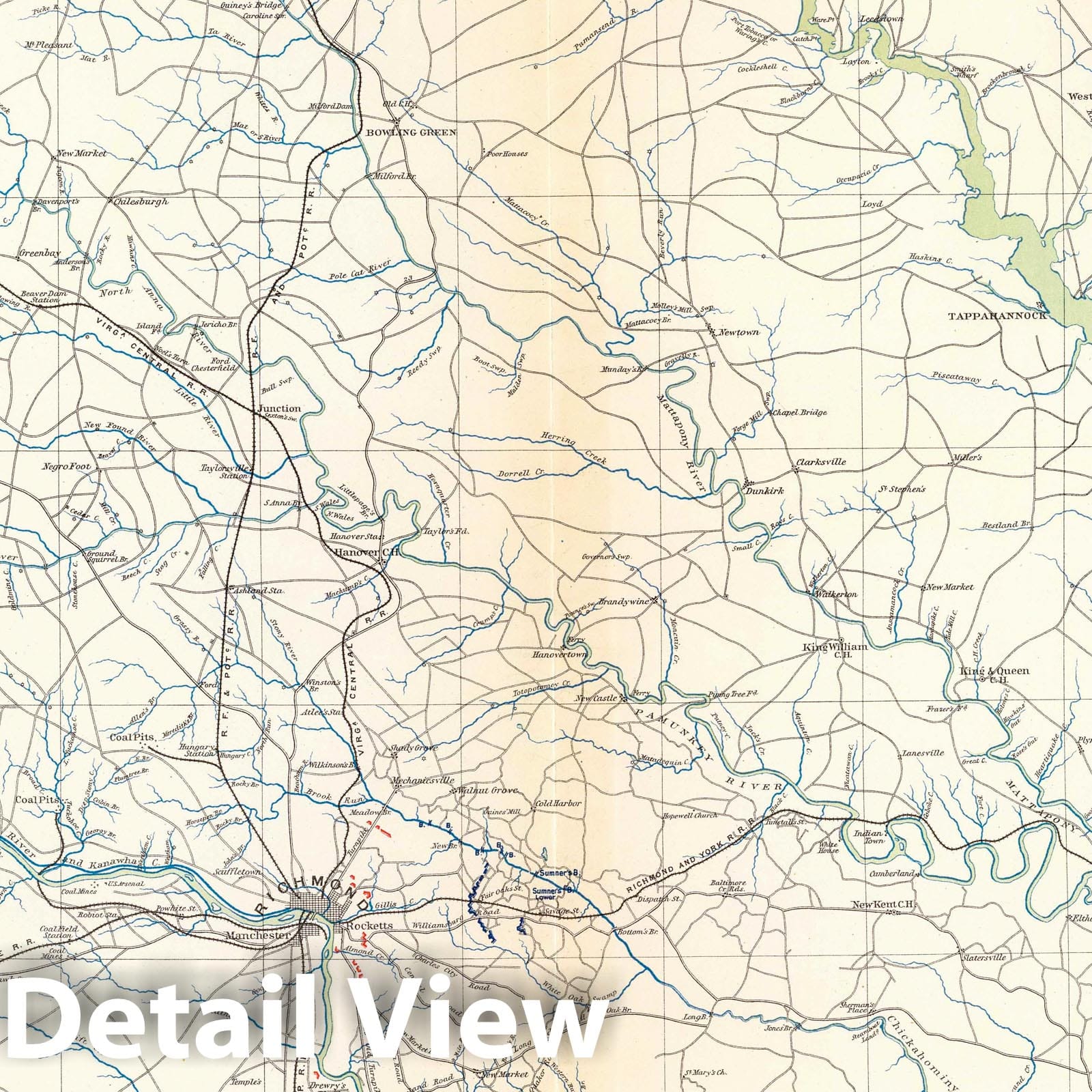 Civil War: Southeastern Virginia and Fort Monroe - Railroad Map, 1895